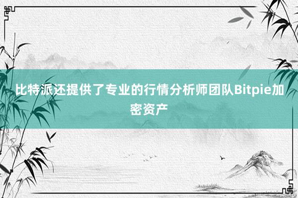 比特派还提供了专业的行情分析师团队Bitpie加密资产