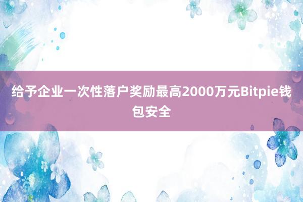 给予企业一次性落户奖励最高2000万元Bitpie钱包安全